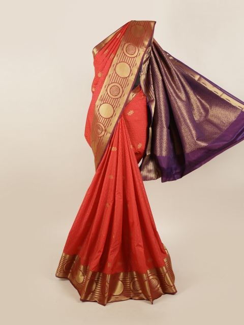 

Pothys Red & Purple Woven Design Zari Silk Blend Saree