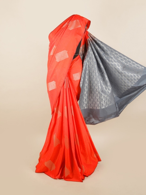 

Pothys Red & Grey Woven Design Silk Blend Saree