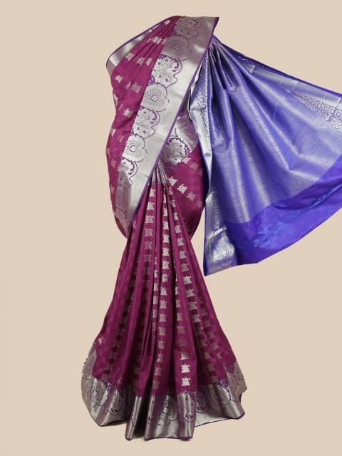 

Pothys Violet & Purple Ethnic Motifs Silk Blend Saree