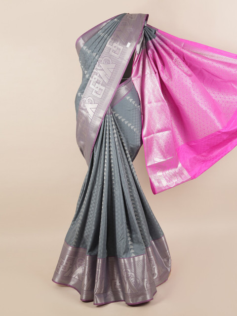 

Pothys Grey & Pink Woven Design Zari Silk Blend Saree