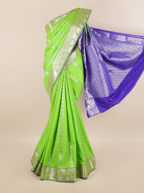 

Pothys Green & Blue Floral Motifs Zari Silk Blend Saree