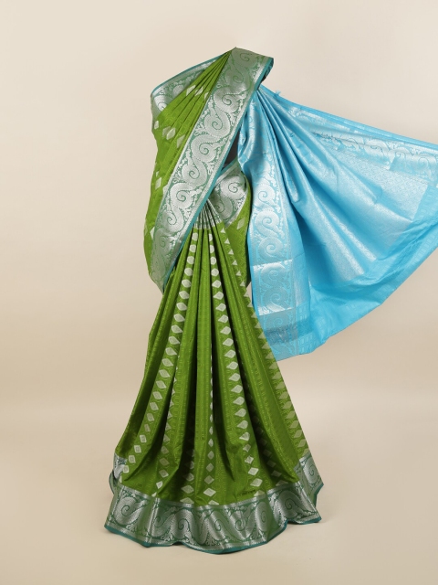 

Pothys Green & Blue Woven Design Silk Blend Saree