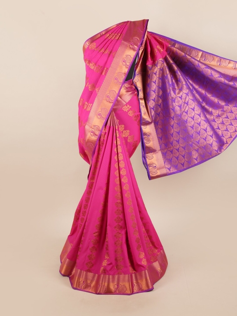 

Pothys Pink & Purple Woven Design Zari Silk Blend Saree
