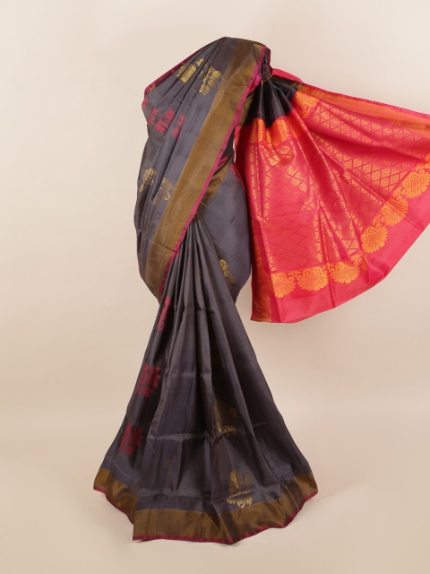 

Pothys Women Grey & Pink Woven Design Zari Silk Blend Saree