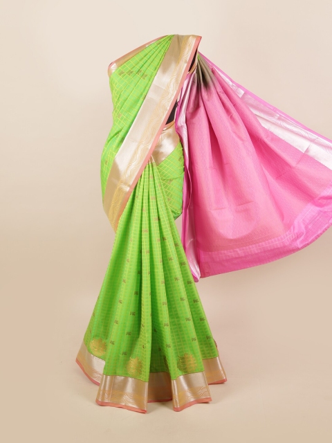 

Pothys Green & Pink Woven Design Zari Silk Blend Saree