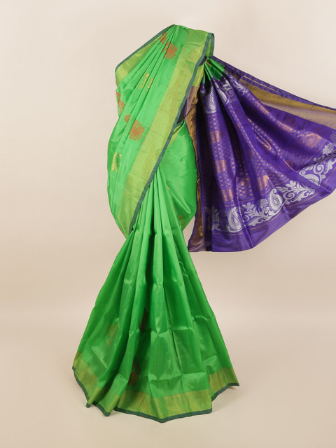 

Pothys Green & Blue Ethnic Motifs Zari Silk Blend Saree