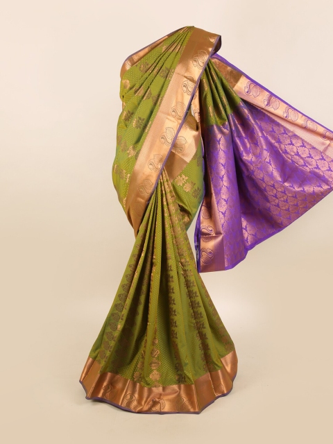 

Pothys Green & Blue Ethnic Motifs Zari Silk Blend Saree