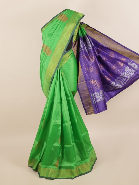 

Pothys Green & Blue Ethnic Motifs Zari Silk Blend Saree