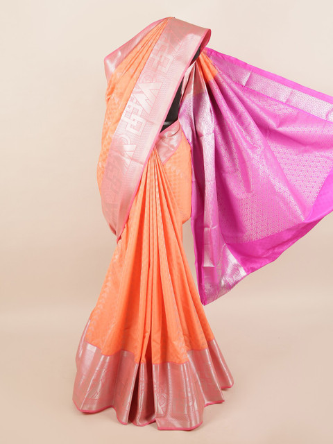 

Pothys Peach-Coloured & Pink Woven Design Zari Silk Blend Saree