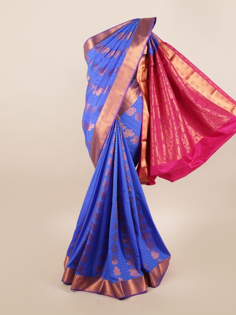 

Pothys Blue & Pink Ethnic Motifs Zari Silk Blend Saree