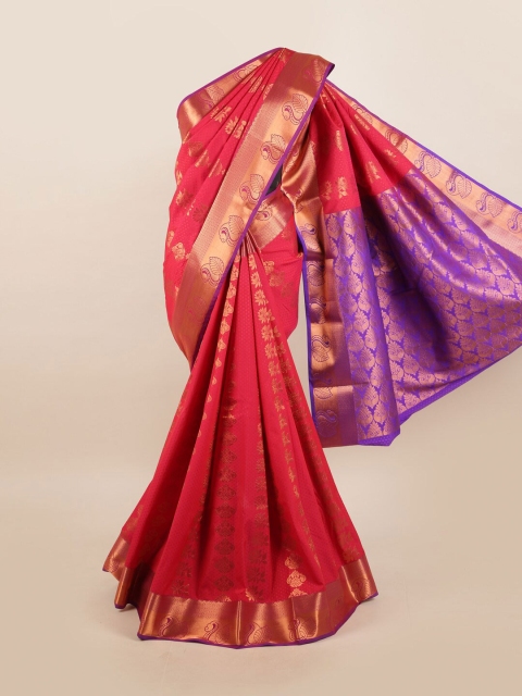 

Pothys Pink & Purple Ethnic Motifs Silk Blend Saree