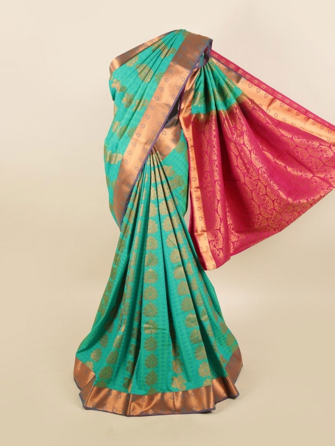 

Pothys Green & Red Ethnic Motifs Zari Silk Blend Saree