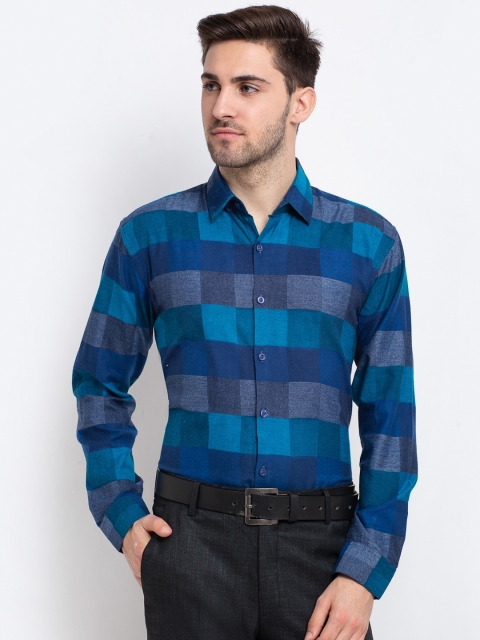 

JAINISH Men Blue Buffalo Checks Opaque Checked Casual Shirt