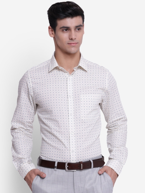 

Turtle Men White Slim Fit Opaque Printed Formal Shirt