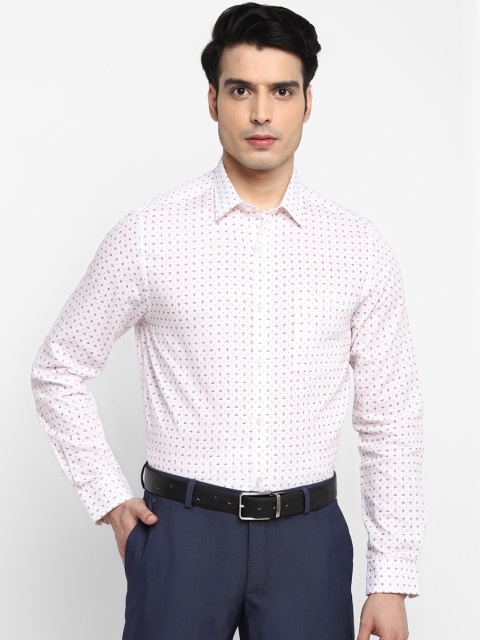 

Turtle Men White & Pink Slim Fit Printed Formal Shirt
