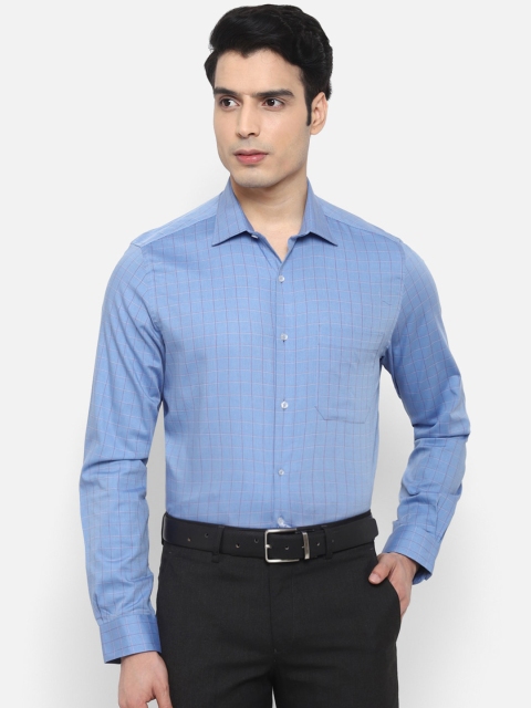 

Turtle Men Blue & Black Slim Fit Opaque Checked Cotton Formal Shirt