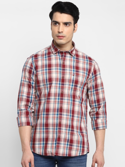 

Turtle Men White Slim Fit Tartan Checks Opaque Checked Cotton Casual Shirt