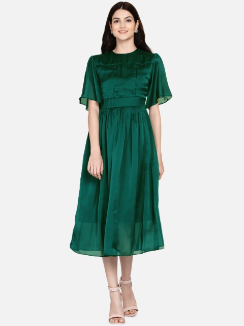 

Samshek Green Georgette Midi Dress