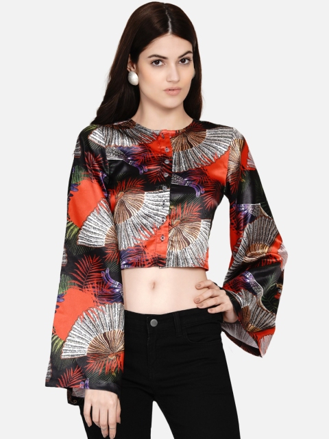 

Samshek Women Multicoloured Floral Regular Crop Top, Multi