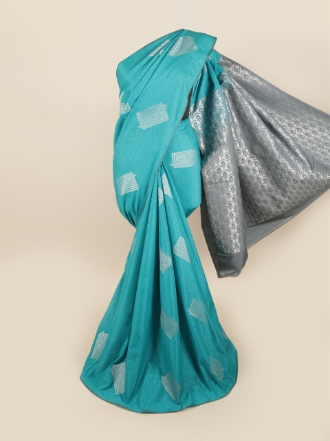 

Pothys Blue & Grey Woven Design Zari Pure Silk Saree