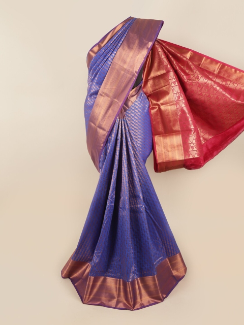 

Pothys Blue & Pink Woven Design Pure Silk Saree