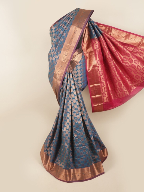 

Pothys Blue & Magenta Woven Design Zari Pure Silk Saree