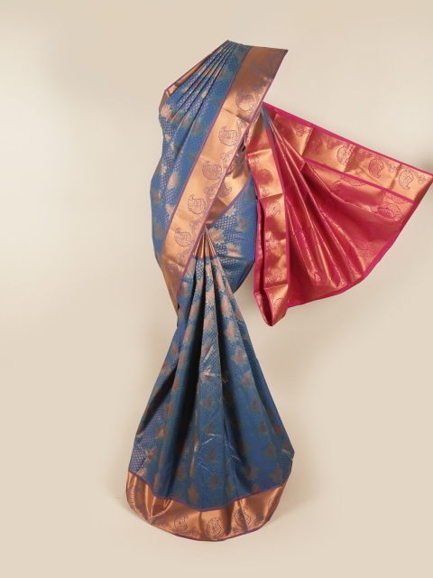 

Pothys Blue & Pink Woven Design Pure Silk Saree