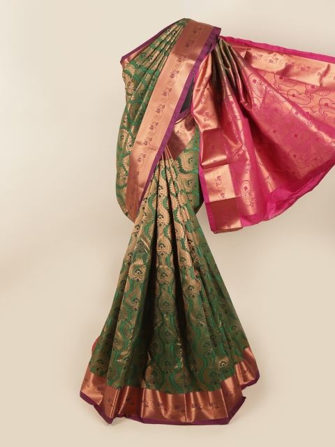 

Pothys Green & Pink Woven Design Zari Pure Silk Saree