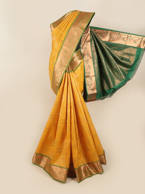 

Pothys Yellow & Green Woven Design Zari Pure Silk Saree