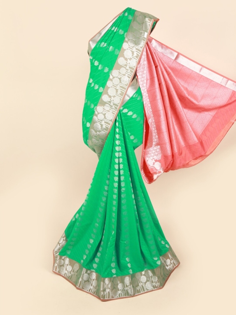 

Pothys Green & Pink Floral Pure Silk Saree