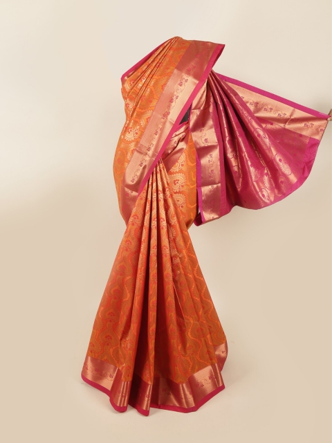 

Pothys Orange & Pink Woven Design Zari Pure Silk Saree