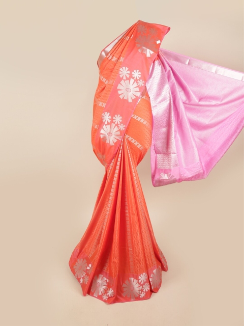 

Pothys Pink & Orange Woven Design Pure Silk Saree