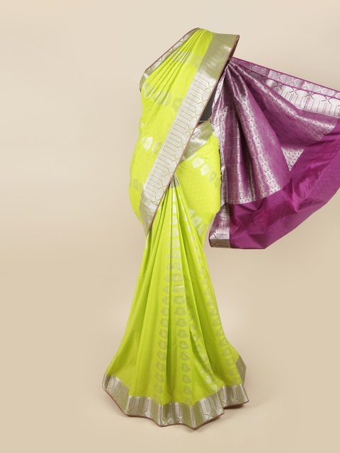 

Pothys Green & Purple Woven Design Zari Pure Silk Saree