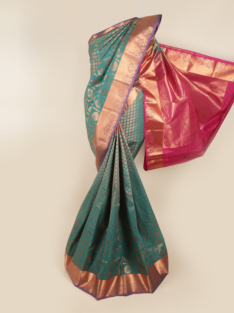 

Pothys Green & Pink Woven Design Zari Pure Silk Saree