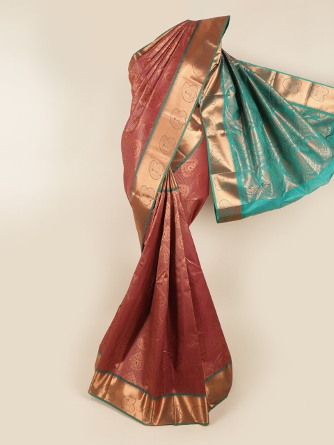 

Pothys Maroon & Green Woven Design Pure Silk Saree