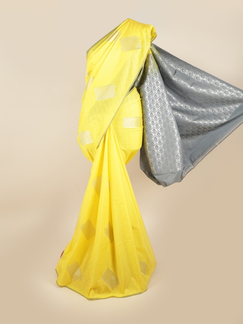 

Pothys Yellow & Grey Woven Design Zari Pure Silk Saree