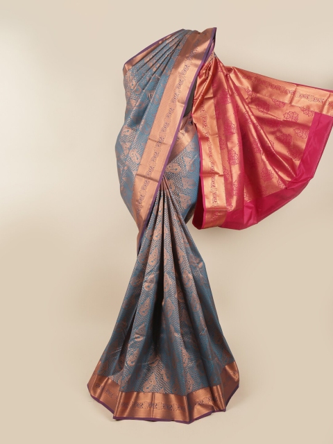 

Pothys Blue & Pink Woven Design Zari Pure Silk Saree
