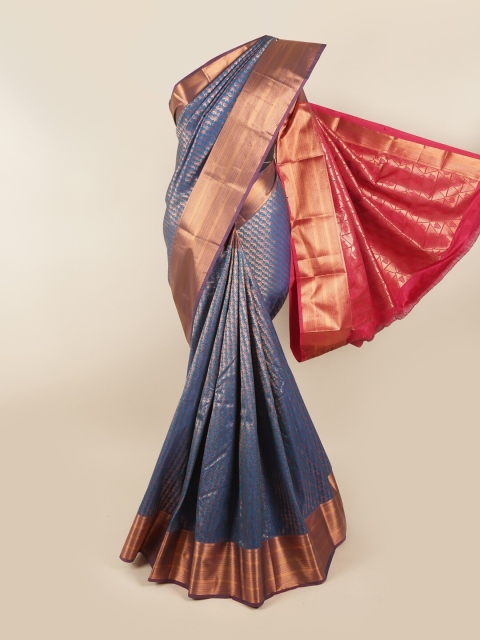 

Pothys Blue & Pink Woven Design Zari Pure Silk Saree