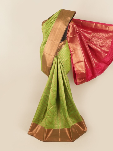 

Pothys Green & Red Woven Design Zari Pure Silk Saree