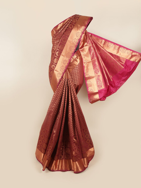 

Pothys Maroon & Pink Woven Design Pure Silk Saree