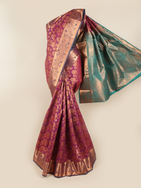 

Pothys Purple & Green Woven Design Zari Pure Silk Saree