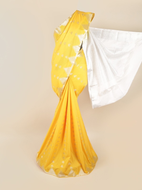

Pothys Yellow & Gold-Toned Woven Design Zari Pure Silk Saree