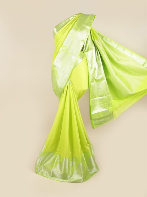 

Pothys Green & Silver-Toned Woven Design Zari Pure Silk Saree