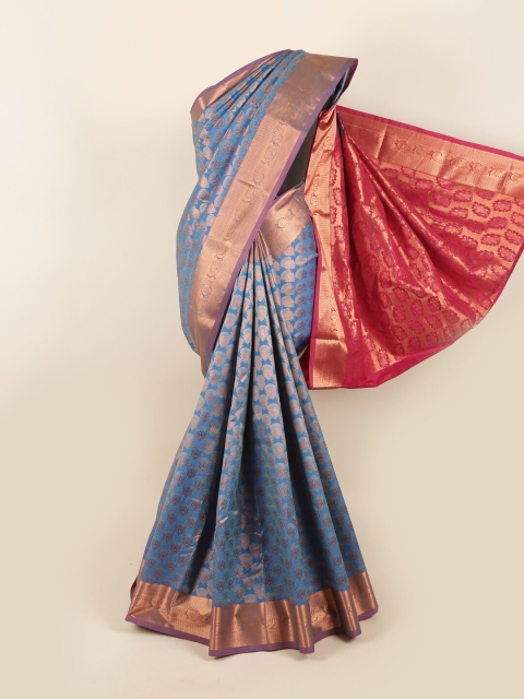 

Pothys Blue & Pink Woven Design Zari Pure Silk Saree