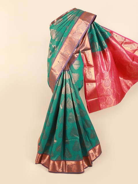 

Pothys Green & Pink Woven Design Pure Silk Saree