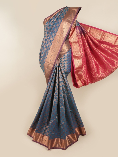 

Pothys Blue & Pink Woven Design Pure Silk Saree