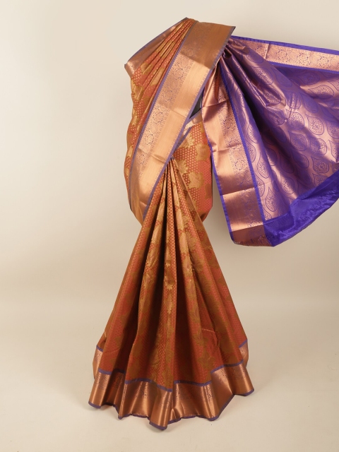 

Pothys Rust & Blue Woven Design Zari Pure Silk Saree