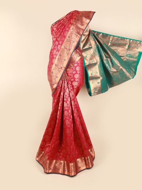 

Pothys Magenta & Green Woven Design Zari Pure Silk Saree