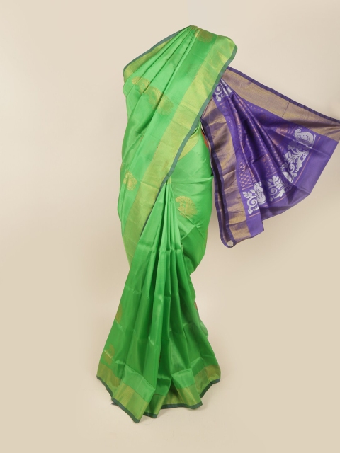 

Pothys Green & Purple Woven Design Zari Pure Silk Saree