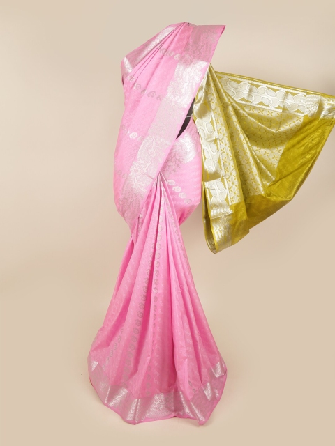 

Pothys Pink & Green Woven Design Pure Silk Saree